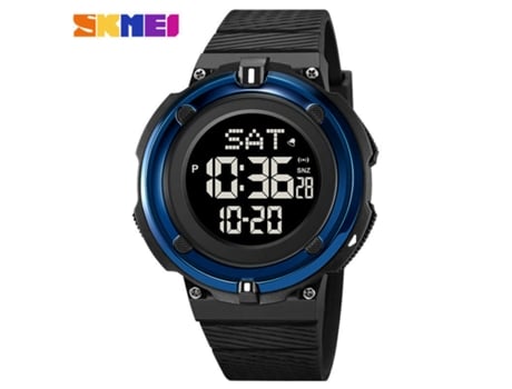 Reloj deportivo digital Relojes con pantalla LED para hombres Reloj despertador luminoso impermeable-Azul oscuro LUUCOZK
