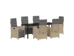 Maison Exclusive - Conjunto De Comedor De Jardín 7 Pcs Beige Ratán Sintético