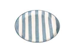 Set Di 2 Piatti Piani Con Righe Artigianali, Diametro 28 Cm, Made In Italy, Design Elegante Grigio Per Tavola Moderna E Raffinata, Decorativi