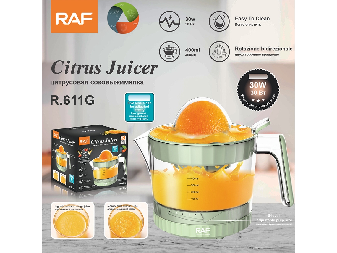 Exprimidor de naranjas automático, 0,4 L, 80 RPM (611 g)