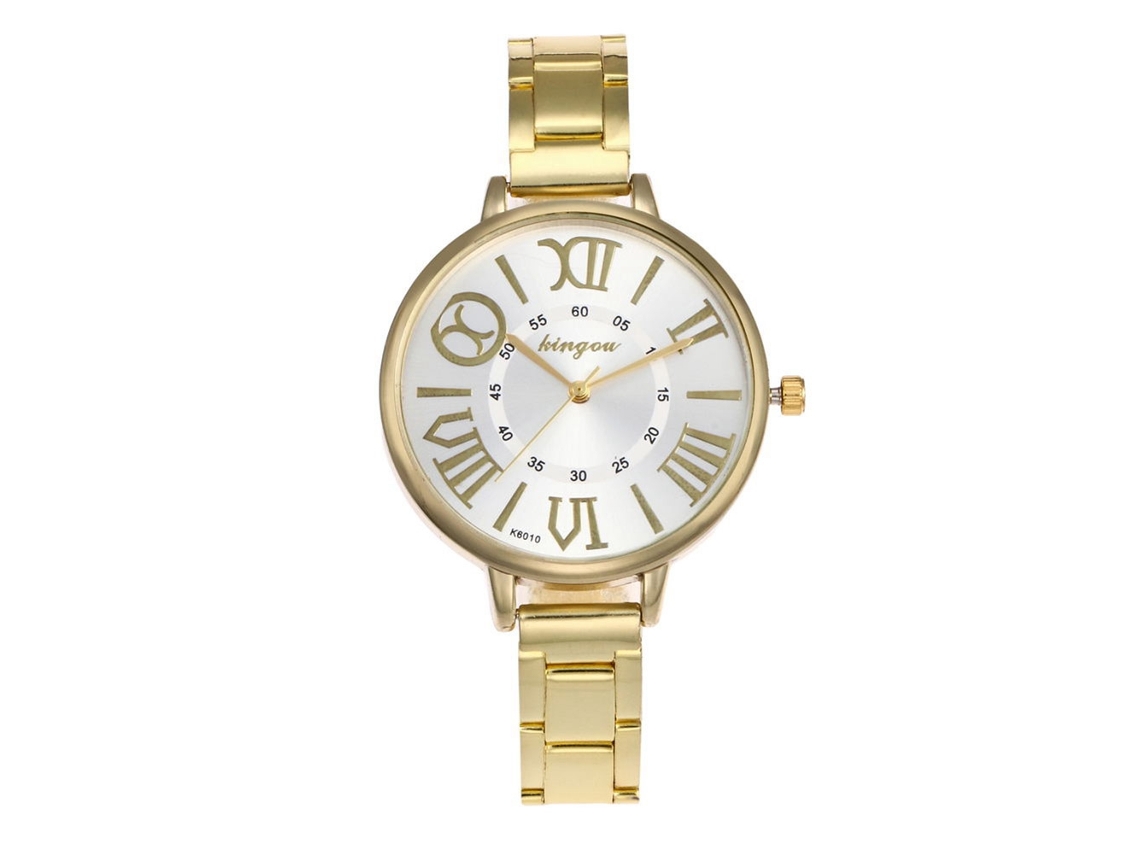 Reloj De Pulsera De Cuarzo Retro Moderno Para Mujer Con Esfera Redonda Azul Real.