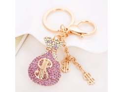 Llavero Con Forma De Signo De Dólar Con Diamantes De Imitación Para Bolso/cartera (rosa)