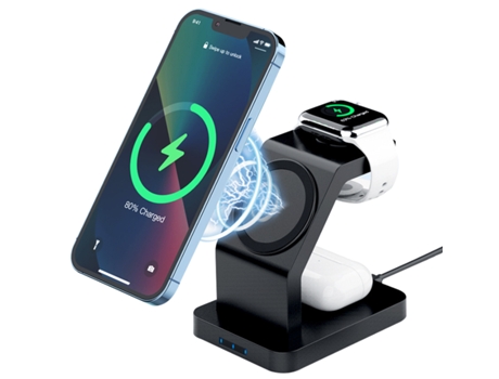 Cargador inalámbrico magnético para iPhone 13/12, estación de carga inalámbrica 3 en 1 compatible con iPhone 13/12 Pro Max Mini, soporte de cargado...
