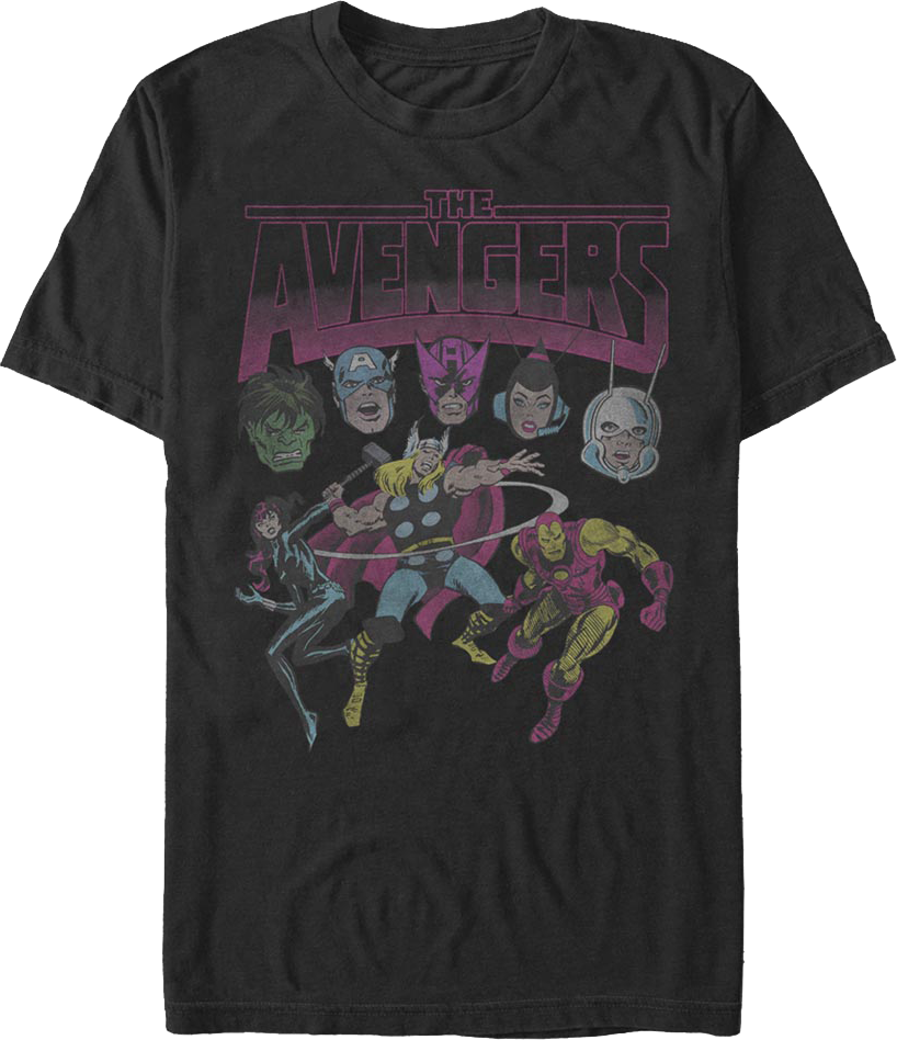 Camiseta Retro de Hombre SUPERHEROMARVEL Avengers Character Collage Marvel Algodón (S)
