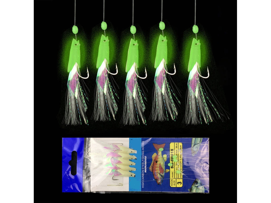 Juego De 5 Señuelos De Pesca Con Anzuelos Y Perlas Luminosas, Accesorios De Pesca Para Agua Dulce Y Salada.