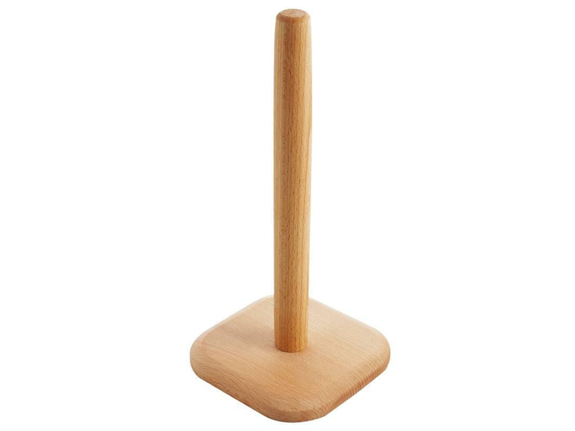 Portarrollos de papel de madera con base cuadrada para cocina y comedor