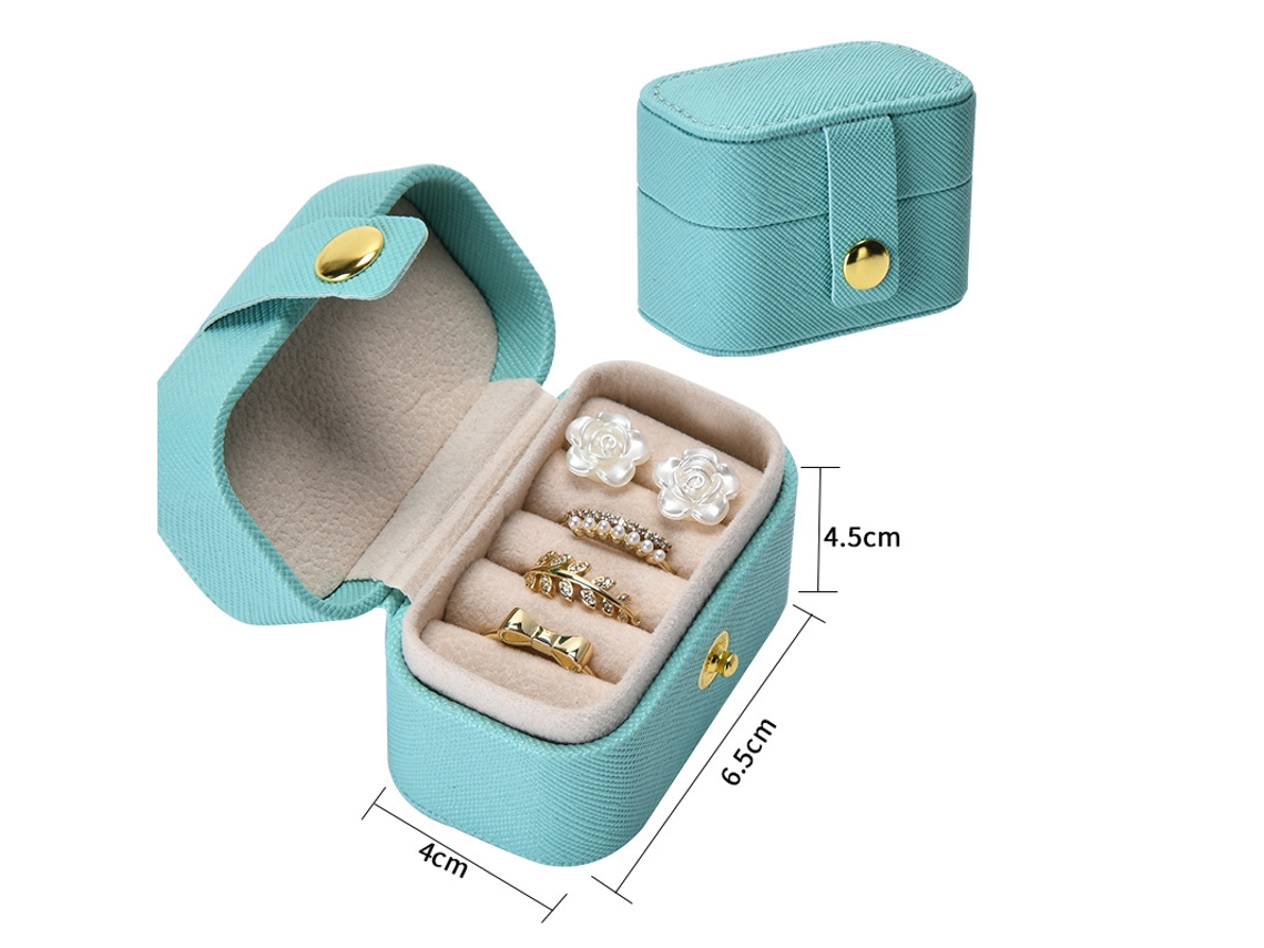 Mini Caja De Joyería De Piel Sintética Para Anillos Y Pendientes (Azul) GERTIZ