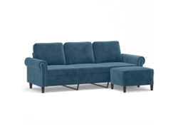 Maison Exclusive - Sofá de 3 plazas con reposapiés, 180 cm, terciopelo azul
