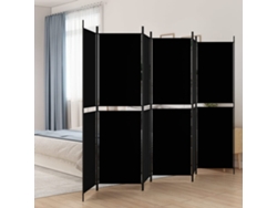 Biombo Divisor | Biombo Separador | Separador De Ambientes De 6 Paneles De Tela Negro 300x200 Cm