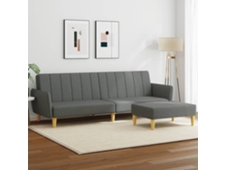 Sofá Cama De 2 Plazas Con Taburete Tela Gris Oscuro