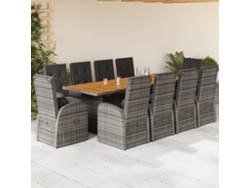Juego de comedor de jardín de 11 piezas con cojines de mimbre gris de DKD Home Decor