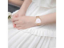 Reloj De Pareja Unisex Zhoulianfa Acero Inoxidable Cuarzo Dial Redondo Oro Rosa
