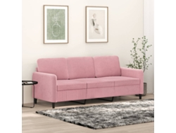 Sofá De 3 Plazas | Sofá De Salón | Sofá De Descanso Terciopelo Rosa 180 Cm