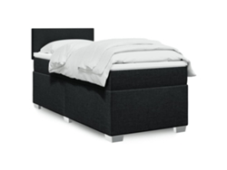 Cama Box Spring Con Colchón Tela Negro 90x200 Cm