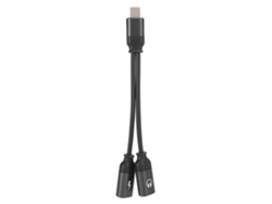 Adaptador De Carga Para Auriculares 2 En 1 Con Cable Doble Plug And Play Para Ios En Aluminio Negro.