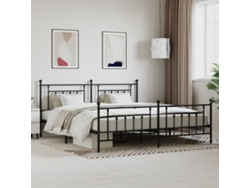 Estructura Cama Sin Colchón Con Estribo Metal Negro 200x200 Cm