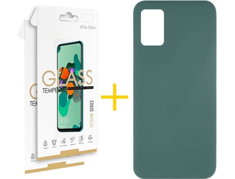 Funda y Protector 2x de Vidrio Samsung Galaxy A31 SKYHE Silicona Líquida Verde
