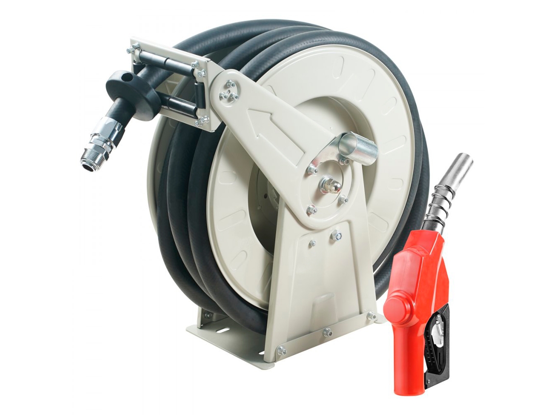 Juego de carrete de manguera de combustible Tekmaquinas de 20 m con boquilla automática