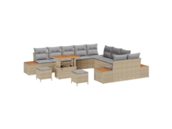 Maison Exclusive - Conjunto De Sofás De Jardín Con Cojín 13 Pcs Beige Poliratán