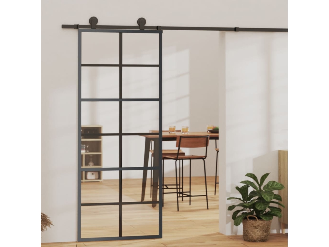 Puerta corrediza | Puerta corredera con herrajes, 76 x 205 cm, ESG, vidrio/aluminio, WSD709546, Lovely Home