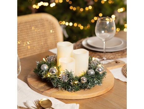 Guirnalda LEDKIA de Navidad Led A Pilas Adornos Plateados Karuna (8 x 30 cm)