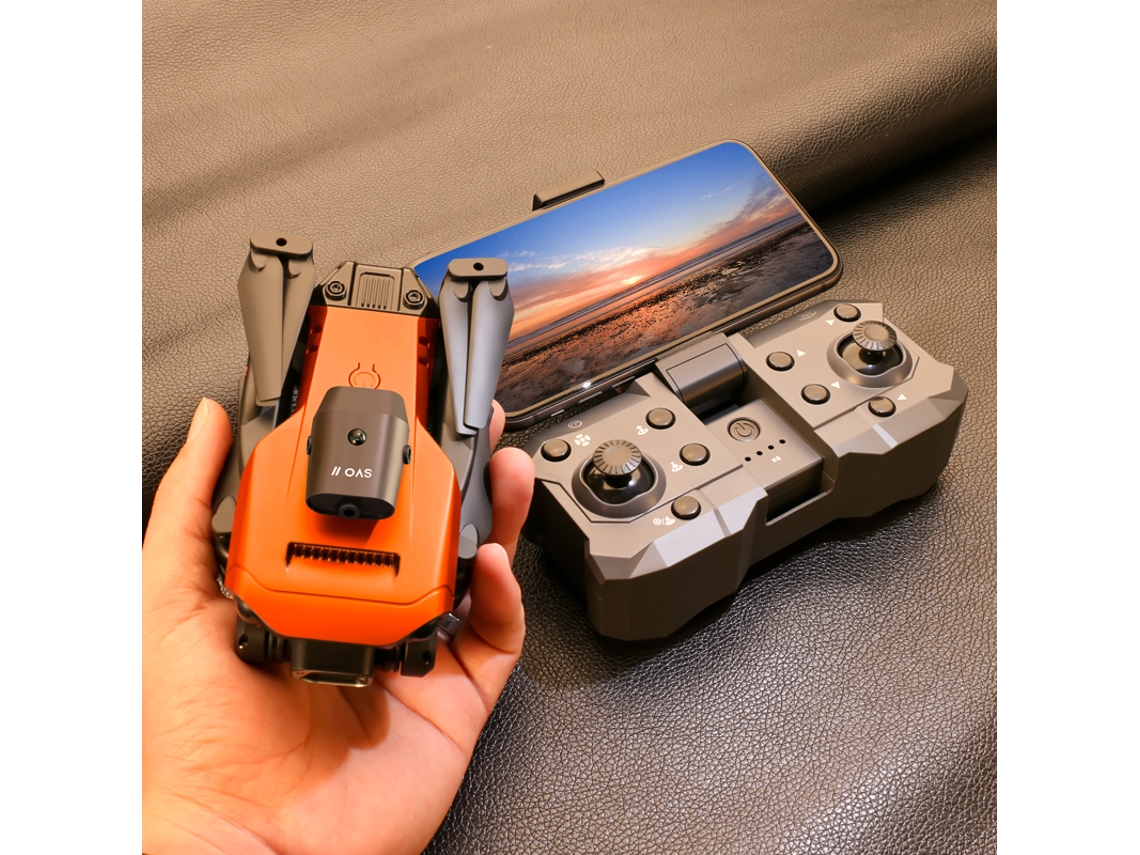 Dron Plegable K6 Pro Con Cámara Dual 4k Evitación De Obstáculos De 360° (3 Baterías - Duración De La Batería 15 Min - Naranja)