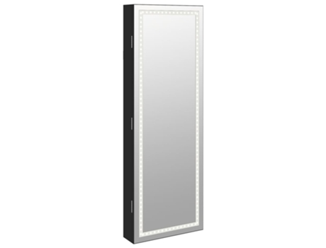 Espejo con joyero y luces LED VIDAXL para pared negro