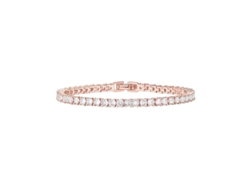 Pulsera Clásica De Tenis Con Circonita Cúbica De 3 Mm En Baño De Oro Rosa De 14 Quilates.