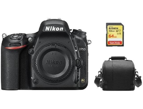 Kit Cámara Réflex NIKON D750 Corpo + Tarjeta SD de 64GB + Funda para cámara
