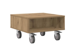 Maison Exclusive - Mesa Lateral Con Ruedas Roble Artesanal 50,5 X 50 X 30 Cm