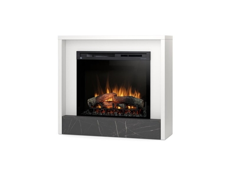 Chimenea LED eléctrica independiente KLAR 28' Blanco mate / mármol negro 100 x 90 x 32 OUTINFIRE