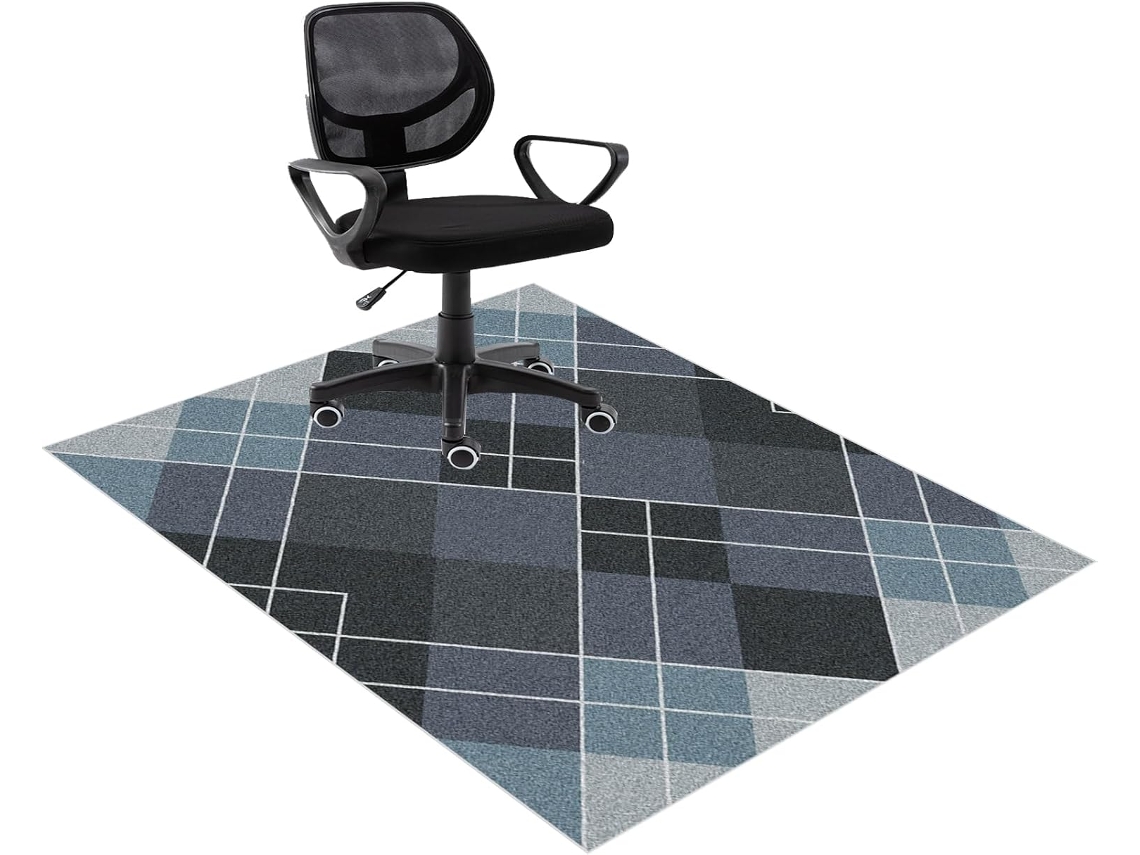 Alfombrilla protectora antideslizante para silla de oficina, 70 x 100 cm, para suelos de parquet de madera, laminado, baldosas Az...