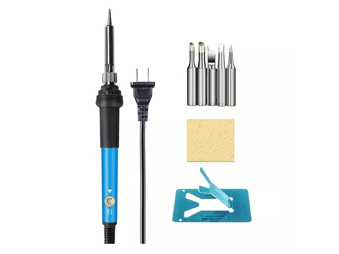 Kit De Soldadura Eléctrica De 60 W Con Temperatura Ajustable, 5 Puntas Y Calentamiento Rápido.
