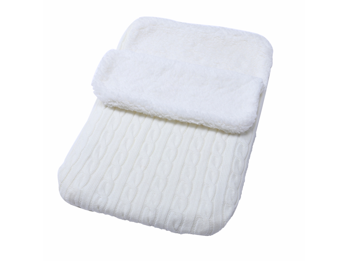 Bolsa térmica Chrui para cochecito, manta de punto suave y cálida para recién nacidos (blanca)