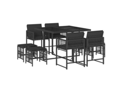 Maison Exclusive - Set De Comedor De Jardín 9 Pzas Y Cojines Ratán Sintético Negro