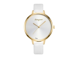Reloj De Pulsera Analógico De Cuarzo Para Mujer Con Correa Clásica Y Sencilla De Pu Blanca.