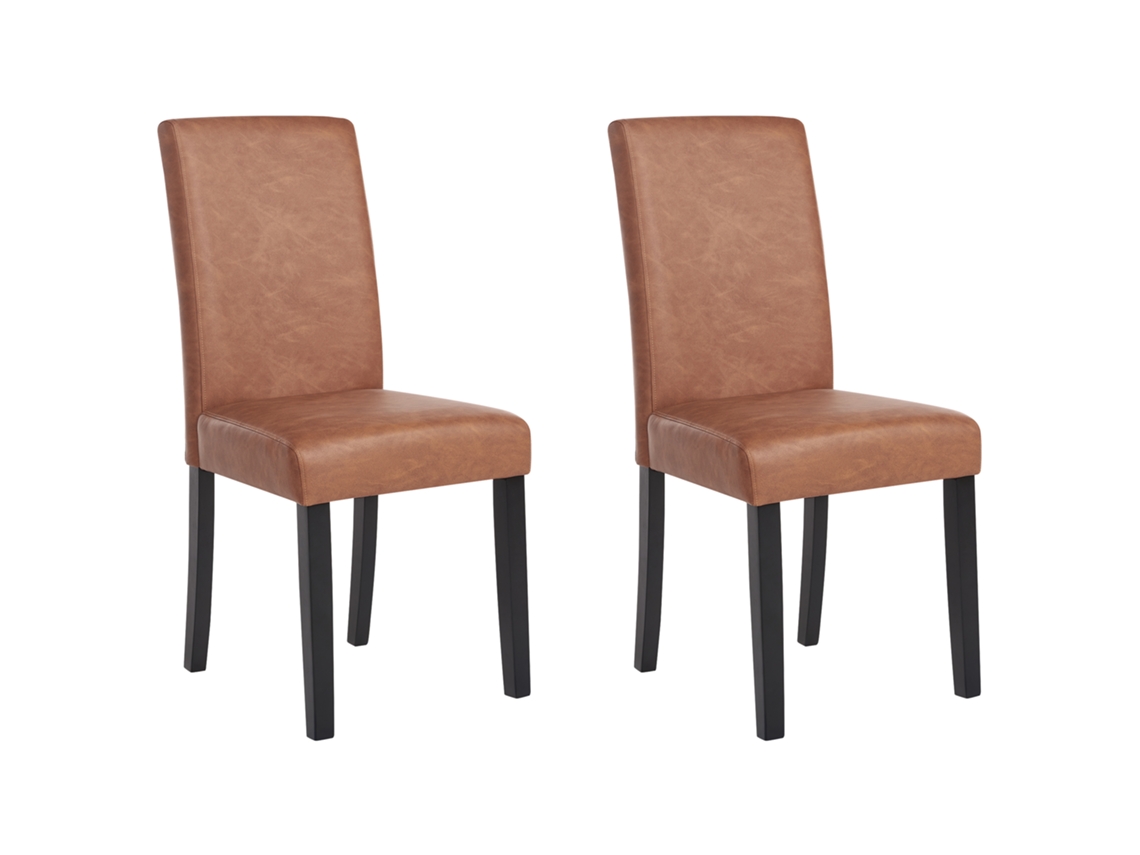 Confortável conjunto de cadeiras de jantar BELIANI Broadway de Pele sintética Castanho 42x59x93