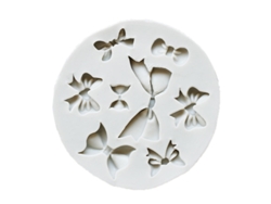 Molde de silicone Rebe para decoração de unhas DIY com design de laço, molde para pingentes e chocolate cinza.