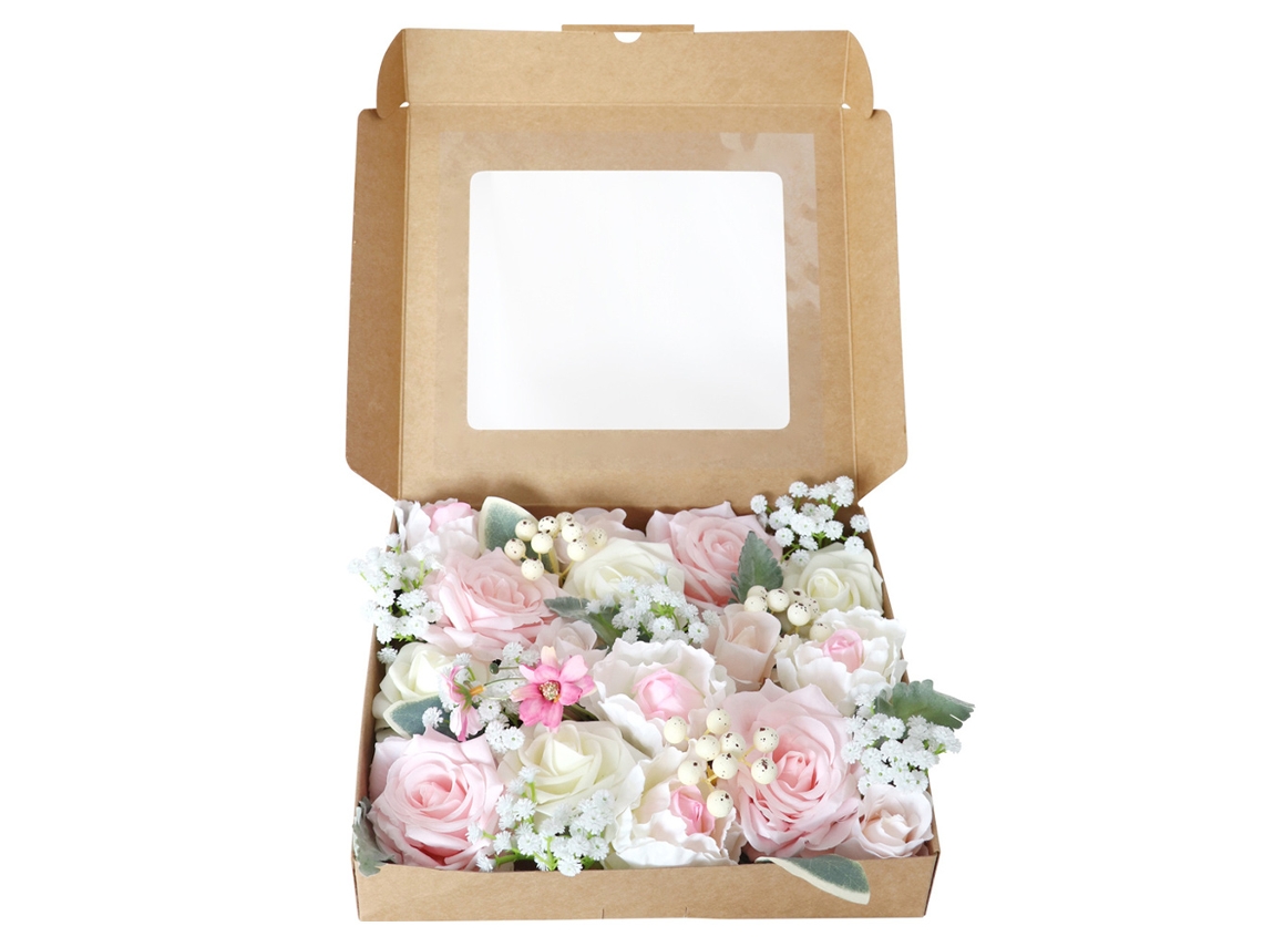 KOFIHETY Caja de flores artificiales para boda fiesta regalo - Estrellas bebé rosa pálido