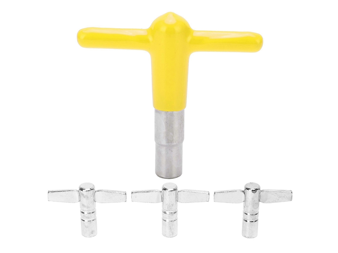 Juego de llaves de afinación para timbales de 4 piezas con mango en T, metal duradero y cubierta de silicona amarilla