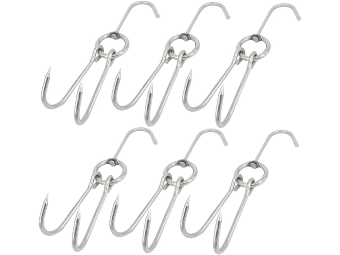 Ganchos Para Carne De Acero Inoxidable Plateado, Juego De 6
