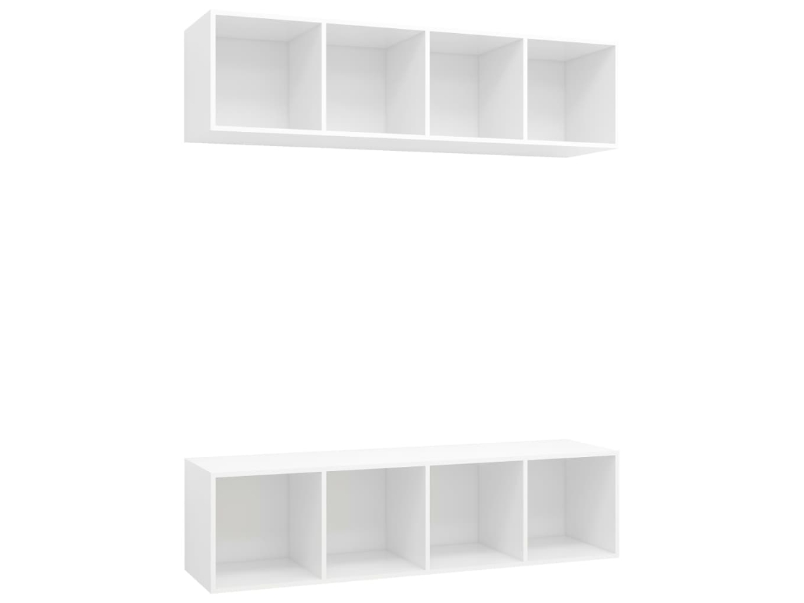 Conjunto de 2 muebles de TV de pared en madera blanca - MAISON EXCLUSIVE