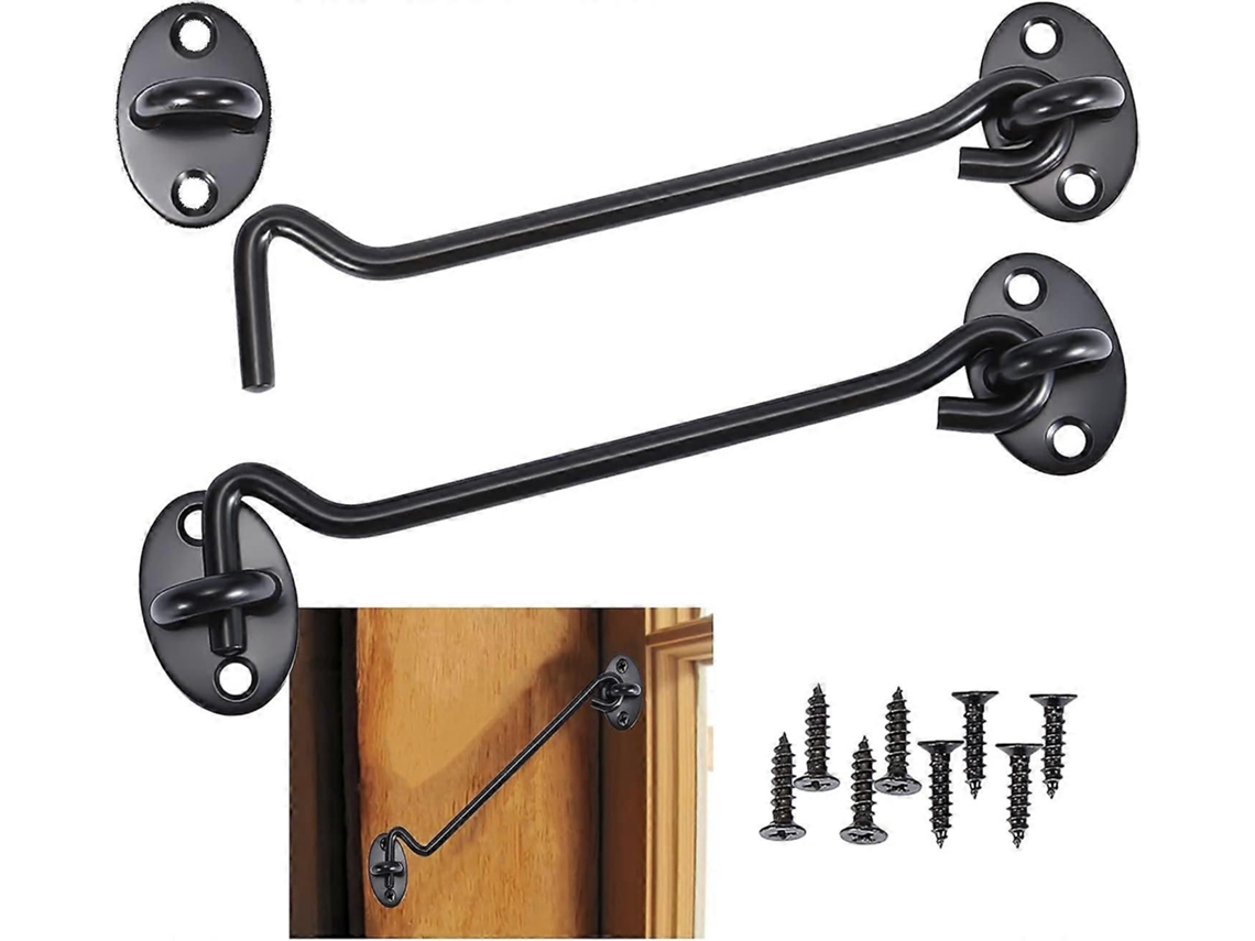 Pestillo De Puerta De Acero Inoxidable Negro, 15cm, Con Tornillos, Para Ventanas, Puertas De Granero Y Garaje