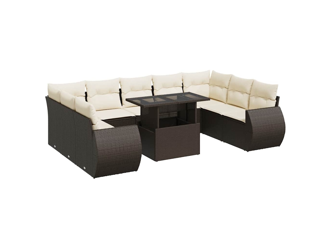 Maison Exclusive - Set De Sofás De Jardín 10 Pzas Y Cojines Ratán Sintético Marrón
