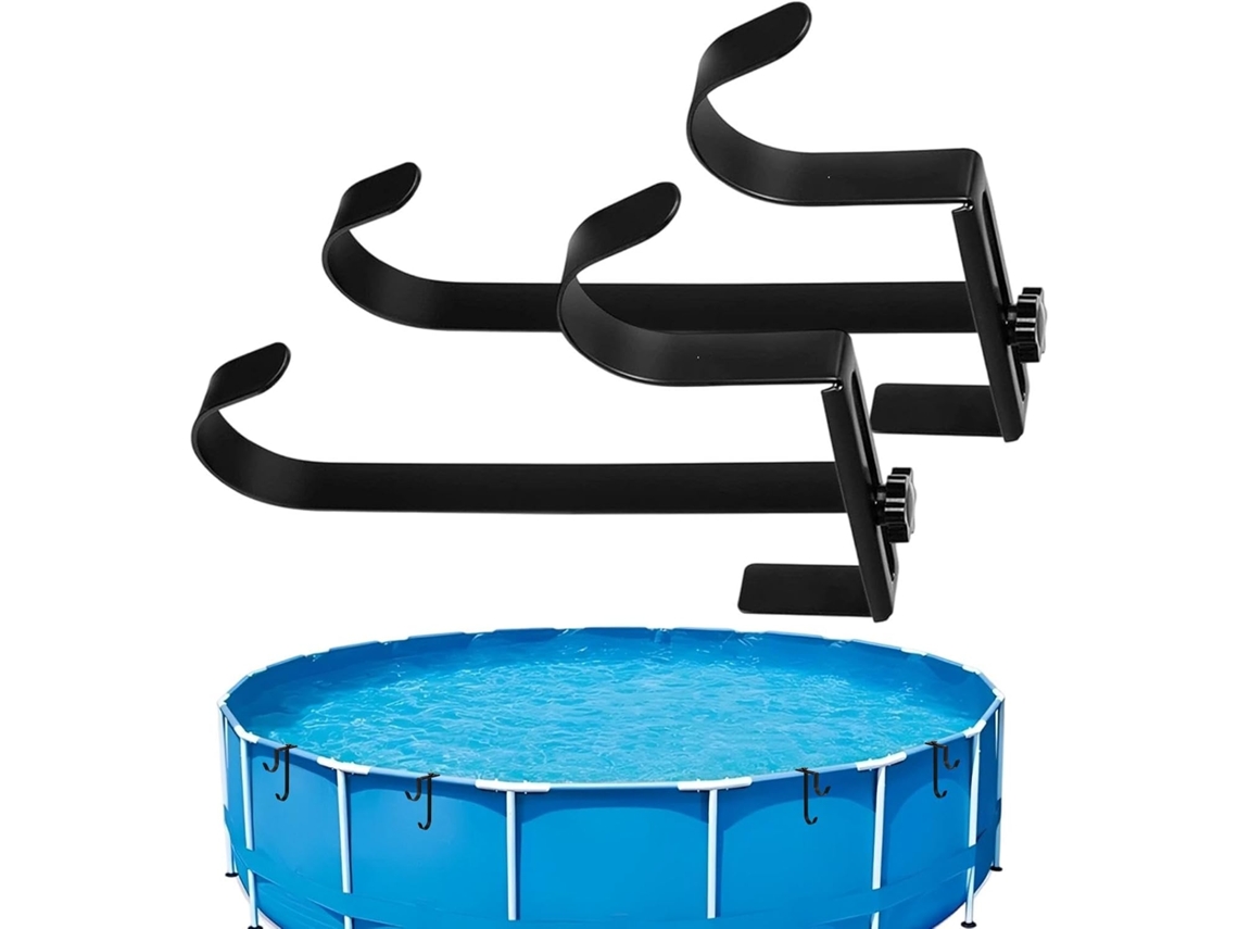 Soporte Genérico Para Pértigas De Piscina: Gancho Doble Ajustable, Robusto Sistema De Montaje Con Marco Organizador,