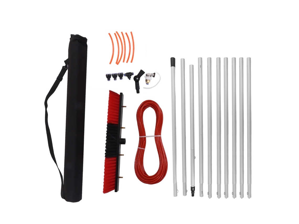Kit de varilla hidráulica, cepillo hidráulico, resistente, grande, portátil, con lavado a agua, limpiador extensible, sistema de limpieza