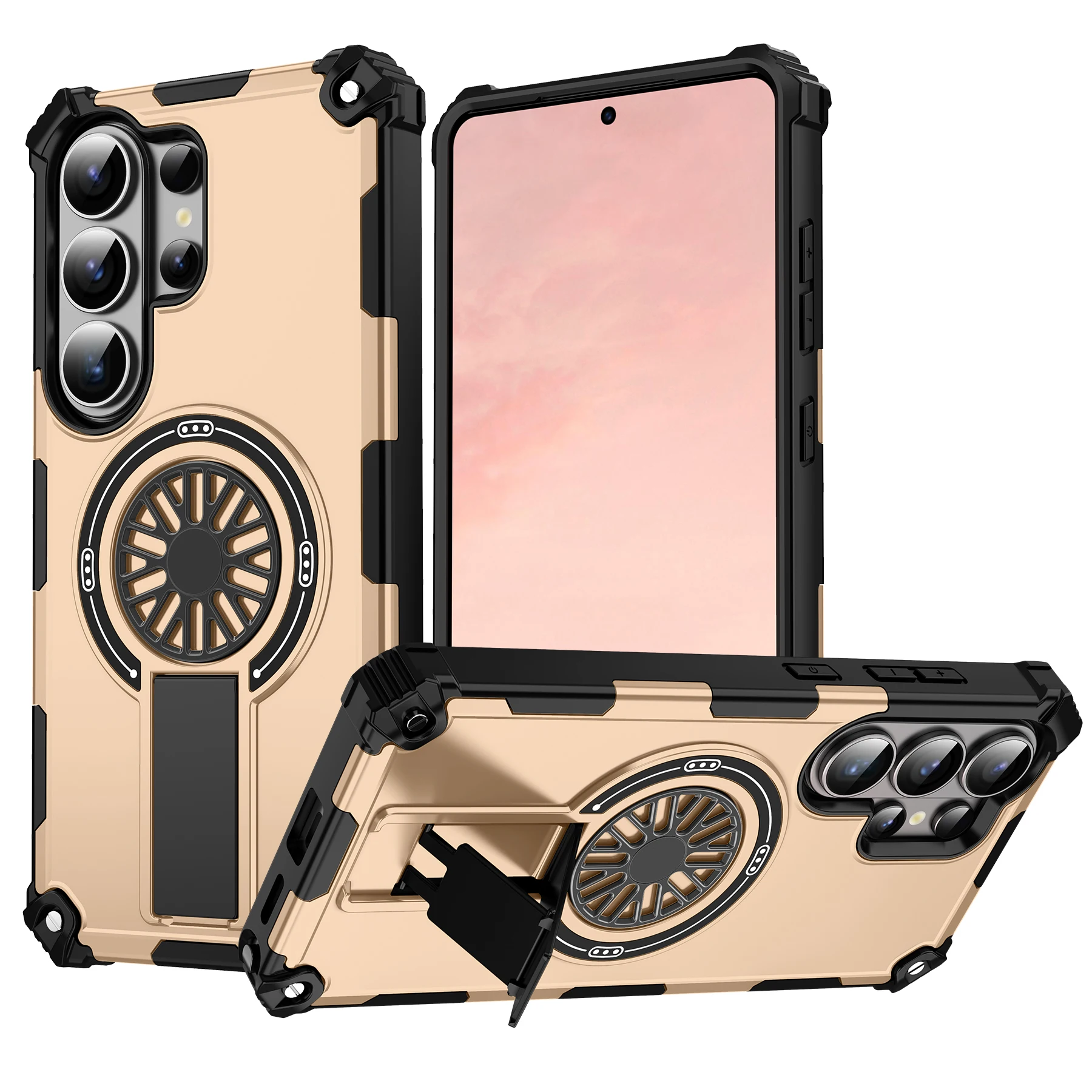 (galaxy S24 Gold) Compatible Con La Funda Protectora Magnética Samsung Magsafe Con Soporte Plegable Y Cubierta Trasera.