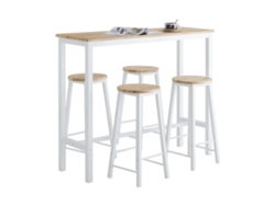 Conjunto de Comedor SOBUY (Marrón y Blanco - MDF y Metal - 120x40x100cm)