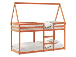 Litera con techo 90x200 cm Pino macizo marrón miel Dkd Home Decor