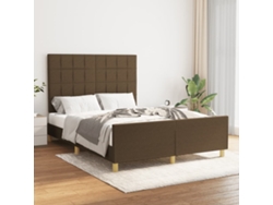 Cama Sin Colchón Tela Marrón Oscuro 140x190 Cm